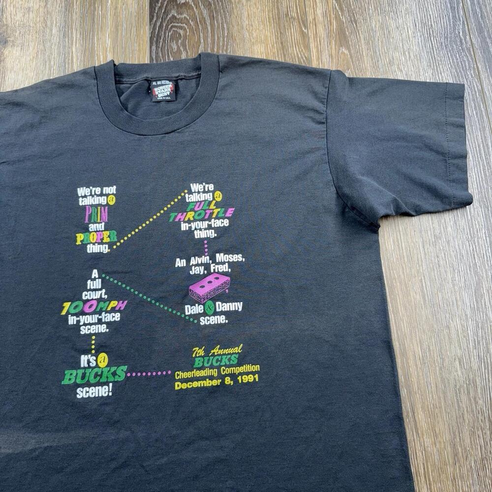 Milwaukee Bucks Shirt Mens Xl Black Cheerleading Competition 90S